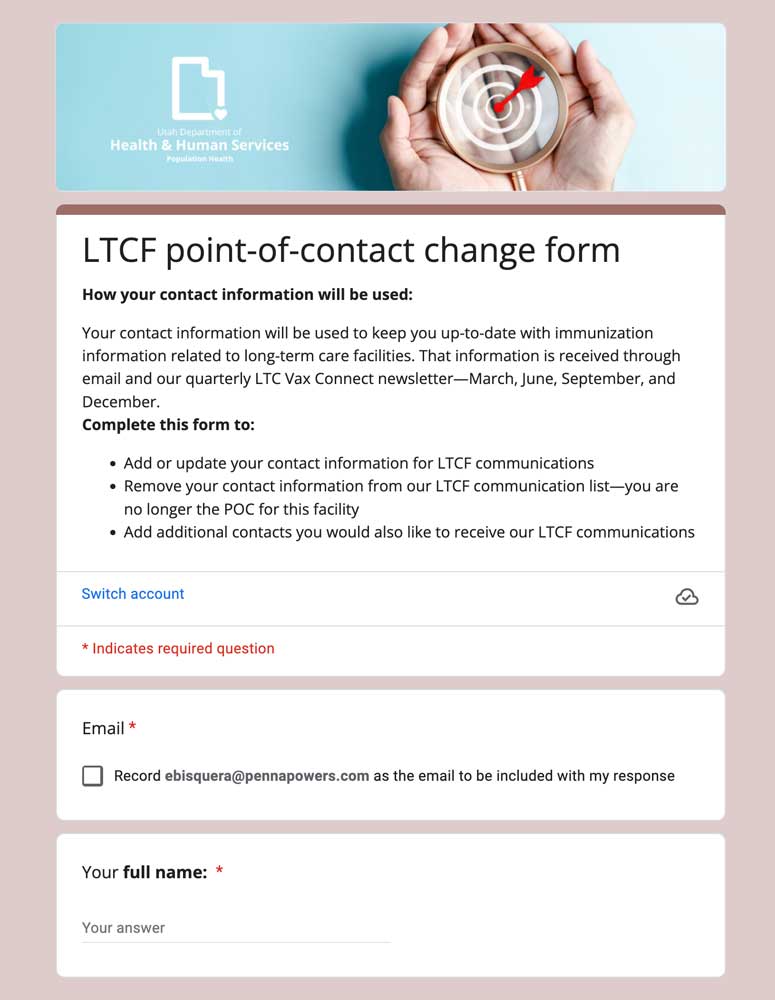 LTCF point-of-contact change form